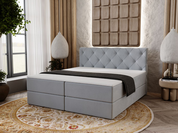 Boxspring met Opbergruimte 200x200 Napoli Grijs