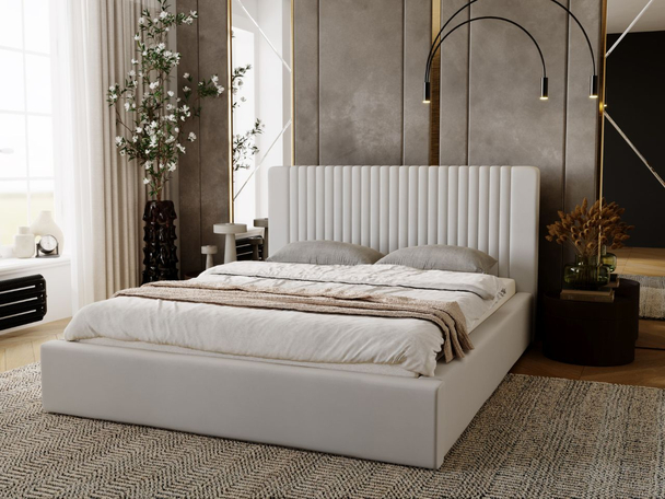 Tweepersoonsbed met Opbergruimte en lattenbodem 180x200 Malmo Lechtgrijs