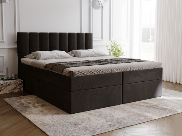 Boxspring met Opbergruimte 140x200 Mocca Zwart