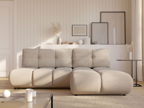 Hoekbank Rechts met Slaapfunctie en Opbergruimte Milet Beige