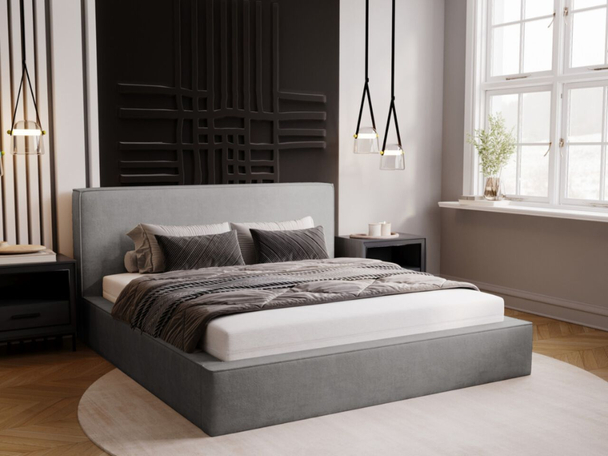 Bed met Opbergruimte en lattenbodem 160x200 Monaco Grijs