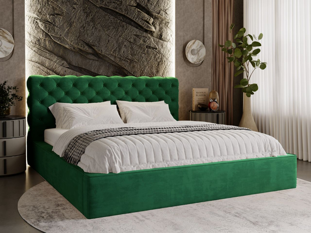 Bed met Opbergruimte en lattenbodem 200x200 Apollo Groen