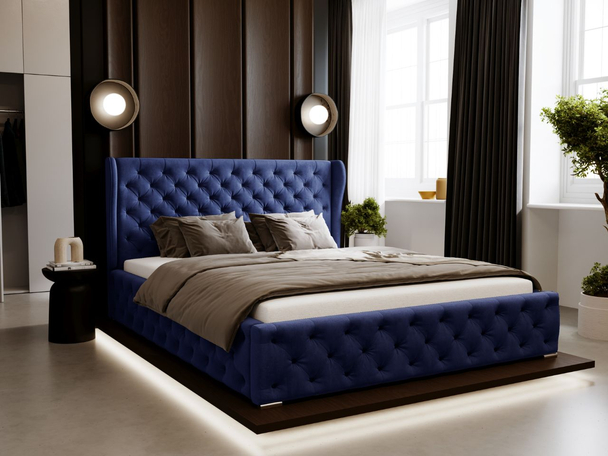 Tweepersoonsbed met Opbergruimte en lattenbodem 120x200 Kingston Donkerblauw