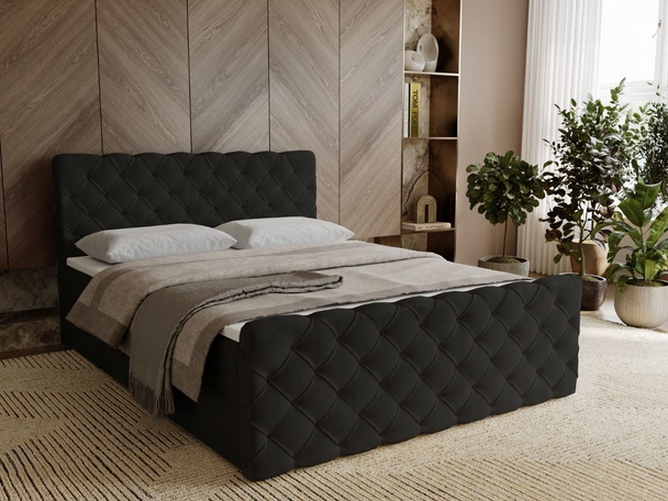 Boxspring met Opbergruimte 160x200 Lunaris Zwart