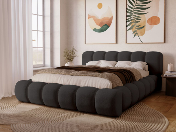 Tweepersoonsbed met Opbergruimte en lattenbodem 140x200 Doria Zwart