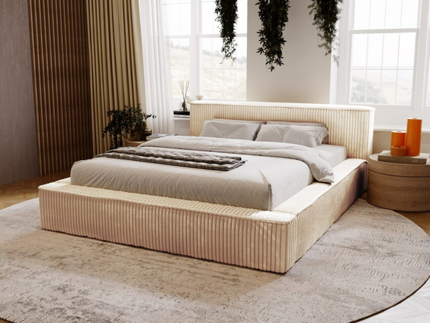 Tweepersoonsbed met Opbergruimte en lattenbodem 160x200 Lago Beige