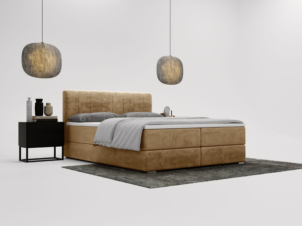 Boxspring met Opbergruimte 140x200 Forte Donkerbeige