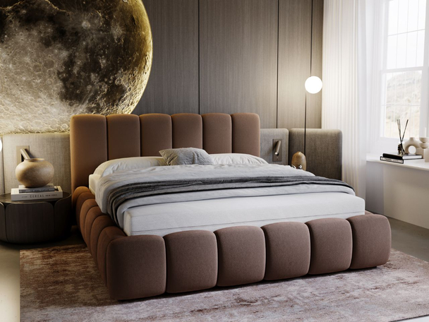 Tweepersoonsbed met lattenbodem zonder opbergruimte 120x200 cm Cloud Bruin
