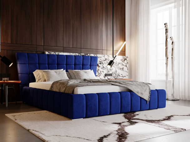 Tweepersoonsbed met Opbergruimte en lattenbodem 140x200 Paris Donkerblauw