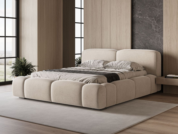Tweepersoonsbed met Opbergruimte en lattenbodem 120x200 Aubi Beige